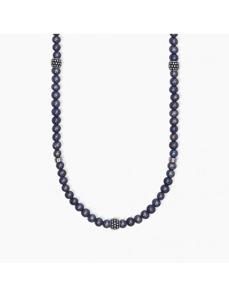 Collana con perla nera in ematite - Don Alfonso Gioielli - Manecapri